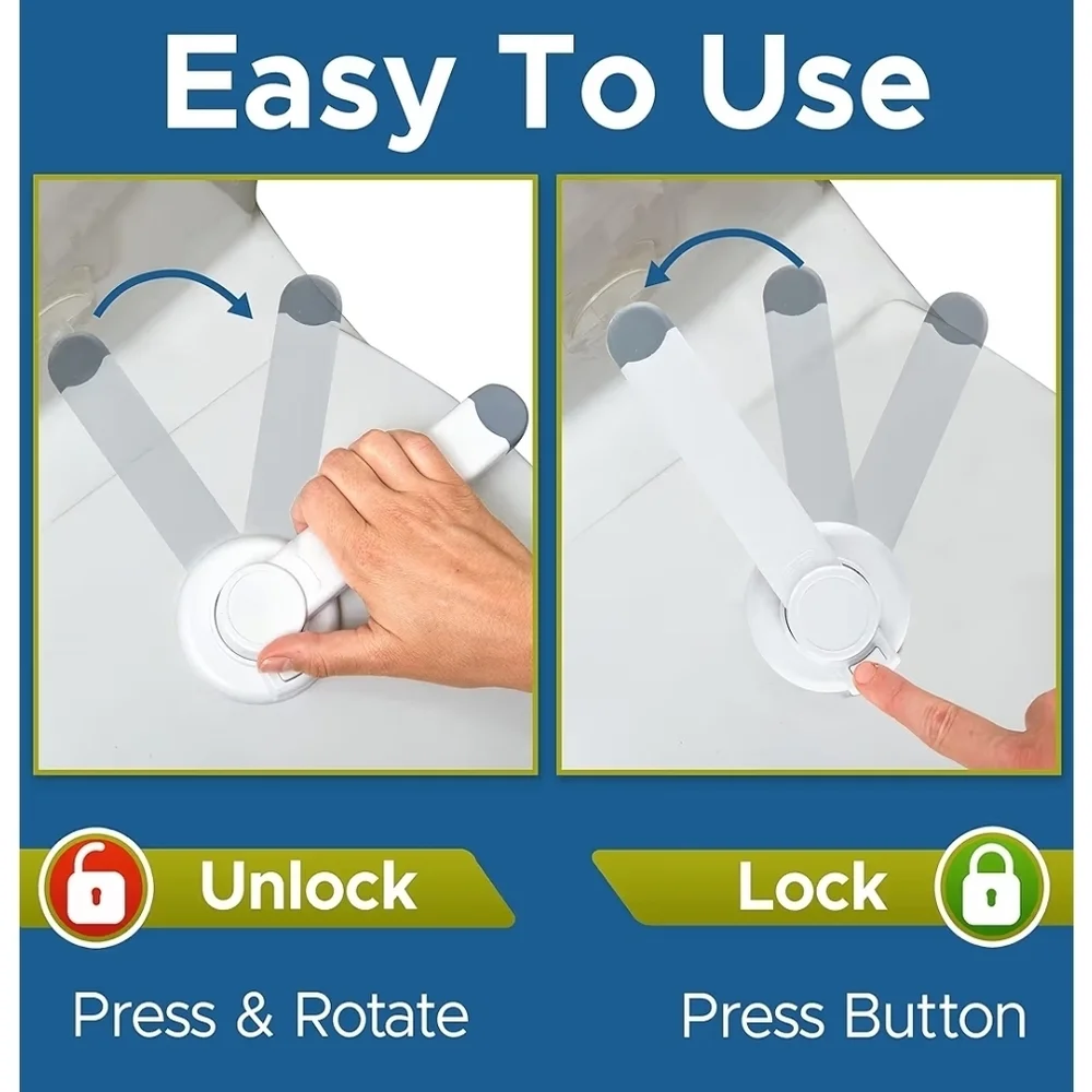 White Toilet Seat Safety Lock 2 Pieces